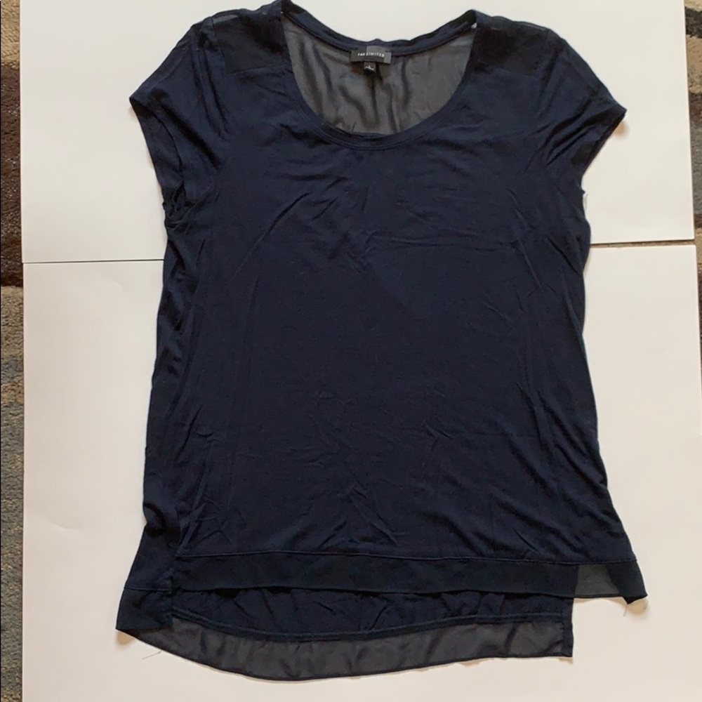 The Limited Navy Top with See Through Accents